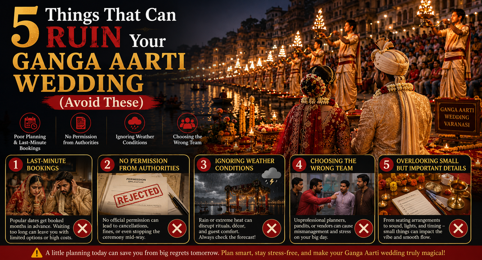 5 Mistakes That Can Ruin Your Ganga Aarti Wedding in Varanasi