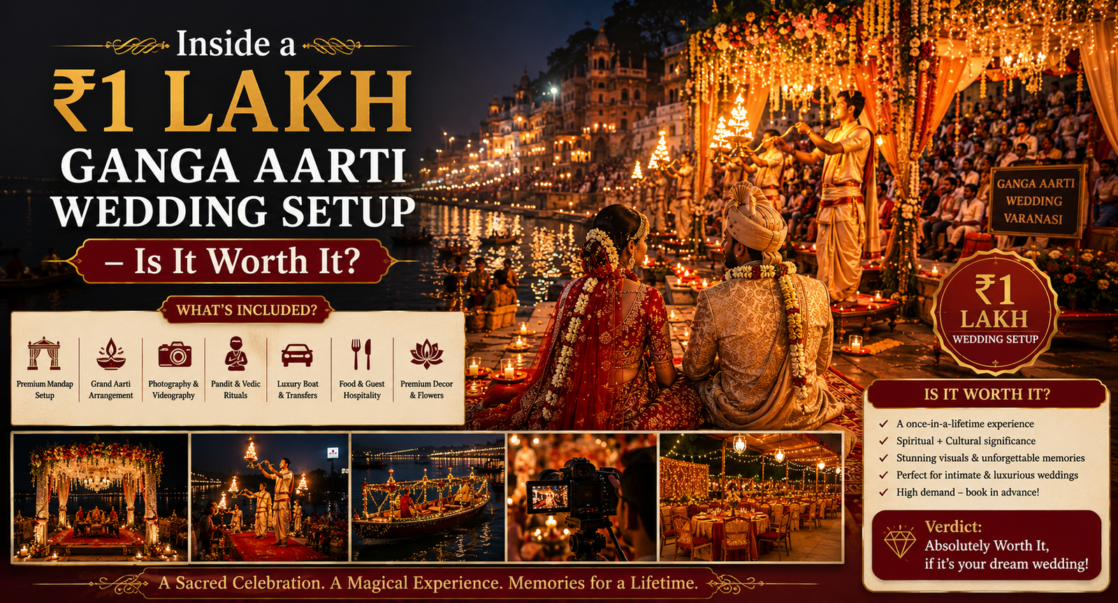 ₹1 lakh Ganga Aarti wedding setup in Varanasi